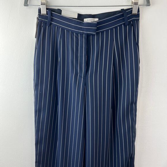 BABATON Sadiki Navy White Modesto Pant Pinstripe High-Rise Wide Leg Size 4 NEW - Picture 3 of 10